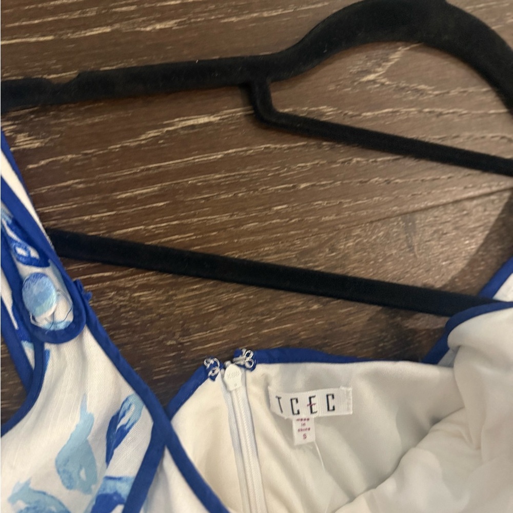 Ice Blue and White Patterned Dress - Picture 2 of 2